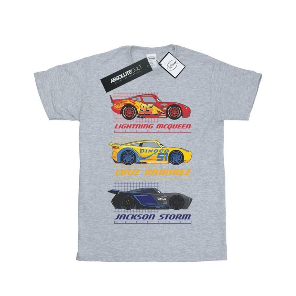 Cars Girls Racer Profile Cotton T-Shirt / Sports Grey